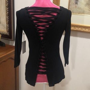 Bailey /44 black awesome top with strappy back!